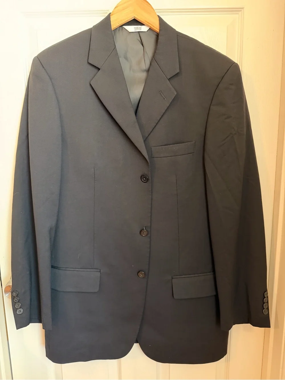 Versini Men's 40L Black 💯% Wool Suit Jacket Blazer Sport Coat